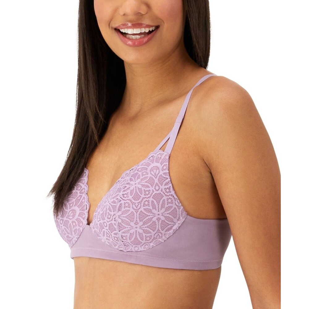 Maidenform womens long line wire free purple bra medium fits 34c/d 36b/c  NWT